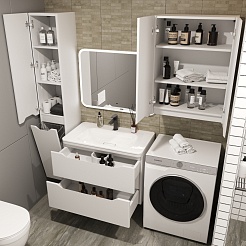 Style Line Тумба с раковиной Марелла 80 Люкс Plus антискрейтч подвесная белая матовая – фотография-4